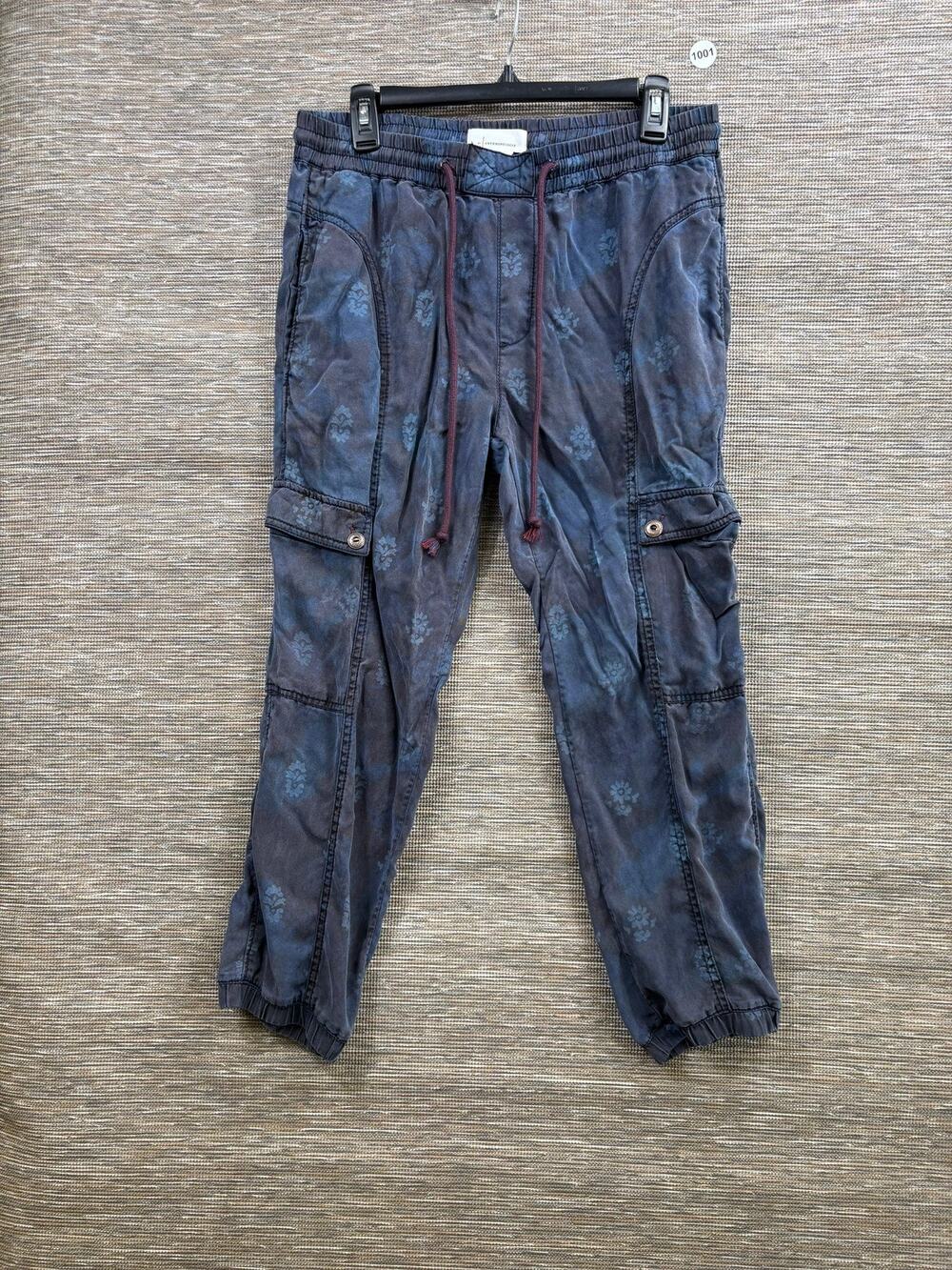 Anthropologie Pants Womens MP Blue Floral Jogger Cargo Elastic Waist Cuffed
